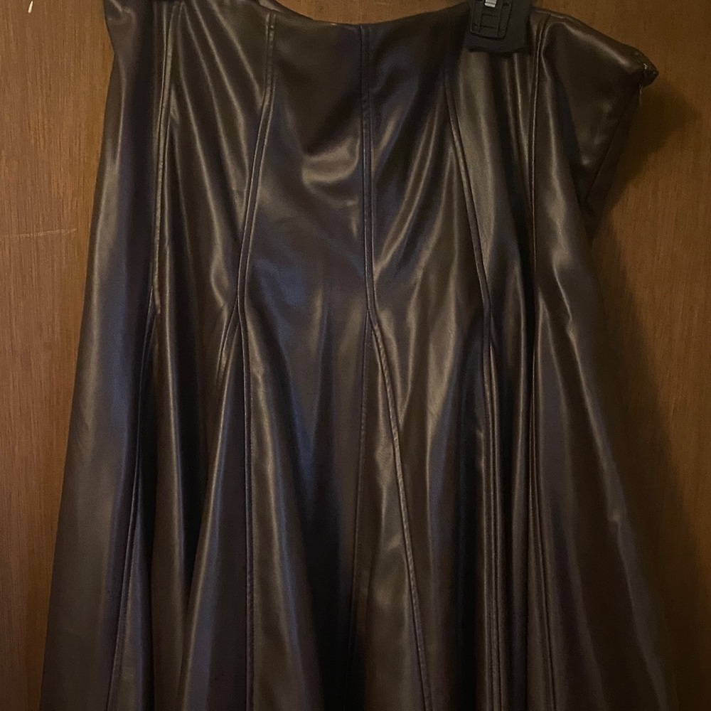 Elegant Brown Faux Leather Skirt